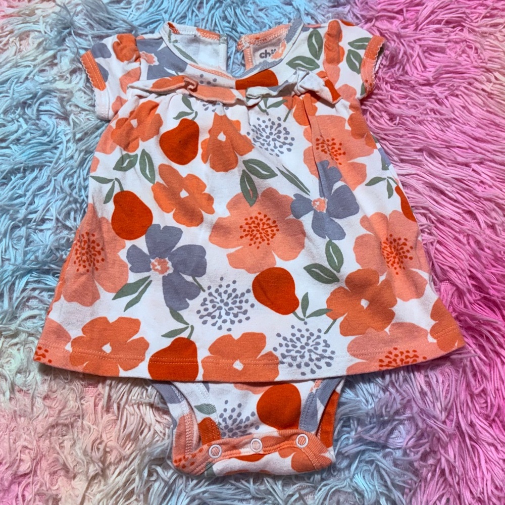 Carter's Orange and Gray Floral Baby Dress Set